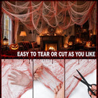 5Pcs Halloween Creepy Cloth Red 30×72inch, Creepy Fabric Halloween for Haunted House Supplies, Party Outdoor, alternate view
