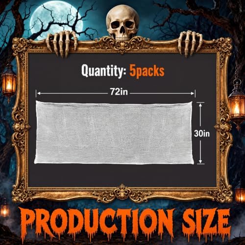 5Pcs Halloween Creepy Cloth White 30×72inch, Creepy Fabric Halloween for Haunted House Supplies, Party Outdoor, alternate
