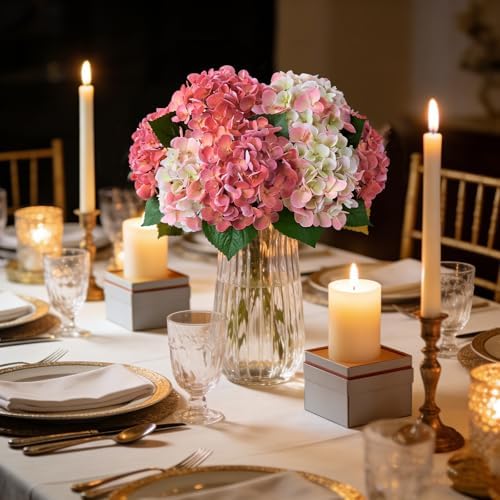 5PCS Hydrangea Artificial Flowers Fake Hydrangea Latex, Coral Peach, alternate view 5