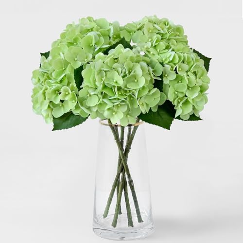 5PCS Hydrangea Artificial Flowers Fake Hydrangea Latex, Light Green in Light Green