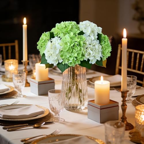 5PCS Hydrangea Artificial Flowers Fake Hydrangea Latex, Light Green in Light Green, alternate view 4