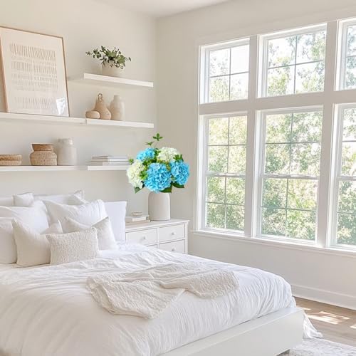 5PCS Hydrangea Artificial Flowers Fake Hydrangea Latex, Sky Blue in Sky Blue, alternate view 7