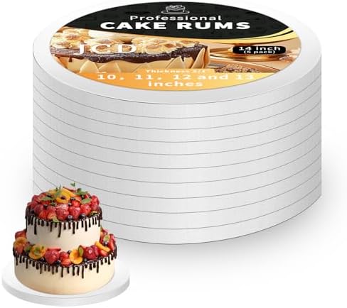 5pcs Large Cake Boards Drum 14 Inch Round, 1/2" Thick Cake Drums, Cake Decorating Supplies Sturdy Cake