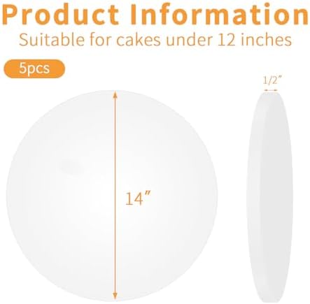 5pcs Large Cake Boards Drum 14 Inch Round, 1/2" Thick Cake Drums, Cake Decorating Supplies Sturdy Cake, alternate view 3