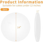 5pcs Large Cake Boards Drum 14 Inch Round, 1/2" Thick Cake Drums, Cake Decorating Supplies Sturdy Cake, alternate view 3