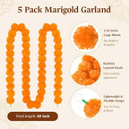 5Pcs Marigold Garland for Decoration,5 Feet Artificial Marigold Flowers, alternate view 2