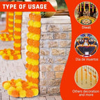 5Pcs Marigold Garland for Decoration,5 Feet Marigold Flowers Diwali Decor, alternate view 5