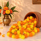 5Pcs Marigold Garland for Decoration,5 Feet Marigold Flowers Diwali Decor, alternate view 6