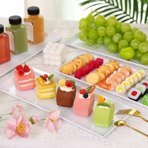 5pcs Melamine White Serving Trays 14.5x6in Rectangular for Party in 6" x 14.5" (5pcs) in White, alternate view 7