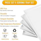 5pcs Melamine White Serving Trays for Party, Reusable Serving Dishes,14.5 x 6, Unbreakable Rectangle Plates, for, alternate