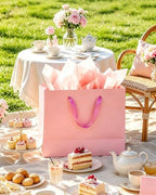 5PCS Pink Gift Bags with Ribbon Handles 9.6"x7.9"x4.3" Medium Size Gift Bags (Tissue Paper included, Medium, alternate view 6