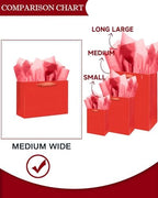 5PCS Red Gift Bags with Ribbon Handles 9.6"x7.9"x4.3" Medium Size Gift Bags (Tissue Paper included, Medium Wide), alternate