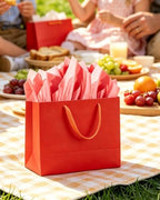 5PCS Red Gift Bags with Ribbon Handles 9.6"x7.9"x4.3" Medium Size Gift Bags (Tissue Paper included, Medium Wide), alternate