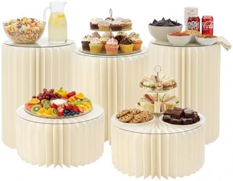 5PCS Round Cream White Cake Stands, 11.8in Dia. in Cream White