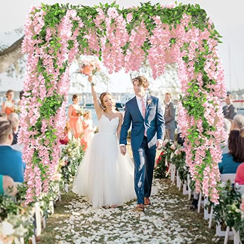 5Pcs Total 36FT Wisteria Artificial Flowers Garland for Decor, alternate view 2