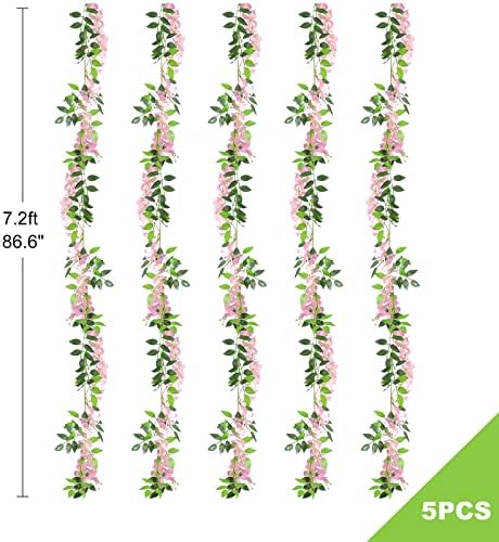 5Pcs Total 36FT Wisteria Artificial Flowers Garland for Decor, alternate view 3