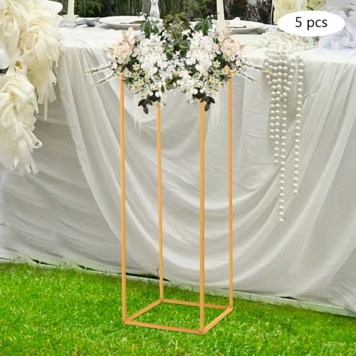 5PCS Wedding Flower Stand Metal Flower Vase Holder with Small Hammer Rectangular Flower Rack Detachable Table, alternate view