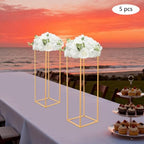 5PCS Wedding Flower Stand Metal Flower Vase Holder with Small Hammer Rectangular Flower Rack Detachable Table, alternate view