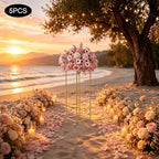 5PCS Wedding Flower Stand Metal Flower Vase Holder with Small Hammer Rectangular Flower Rack Detachable Table, alternate view