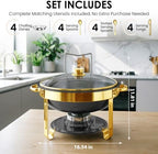 5Qt Chafing Dishes for Buffet with Glsss Lid 4 Pack (Black Gold) in Black/Gold, alternate view 2