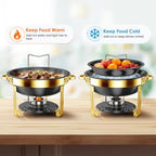 5Qt Chafing Dishes for Buffet with Glsss Lid 4 Pack (Black Gold) in Black/Gold, alternate view 3