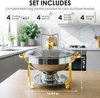 5Qt Chafing Dishes for Buffet with Glsss Lid 4 Pack (Half Gold), alternate view 2