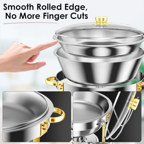 5Qt Chafing Dishes for Buffet with Glsss Lid 4 Pack (Half Gold), alternate view 5