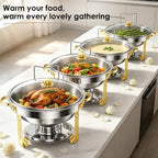 5Qt Chafing Dishes for Buffet with Glsss Lid 4 Pack (Half Gold), alternate view 6