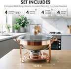 5Qt Chafing Dishes for Buffet with Glsss Lid 4 Pack (Rose Gold), alternate view 2