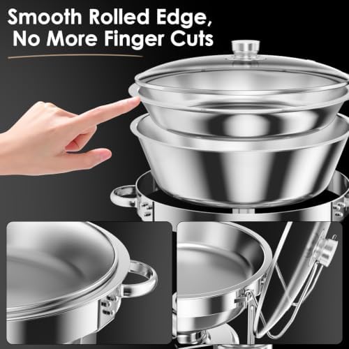 5Qt Chafing Dishes for Buffet with Glsss Lid 4 Pack (Silver) in Silver, alternate view 5