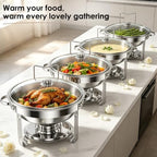 5Qt Chafing Dishes for Buffet with Glsss Lid 4 Pack (Silver) in Silver, alternate view 6