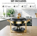 5Qt Chafing Dishes for Buffet with SS Lid 4 Pack (Black Gold) in Black/Gold, alternate view 2
