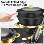 5Qt Chafing Dishes for Buffet with SS Lid 4 Pack (Black Gold) in Black/Gold, alternate view 5