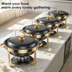 5Qt Chafing Dishes for Buffet with SS Lid 4 Pack (Black Gold) in Black/Gold, alternate view 6