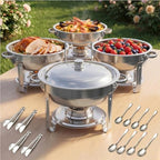 5Qt Chafing Dishes for Buffet with SS Lid 4 Pack (Silver) in Silver