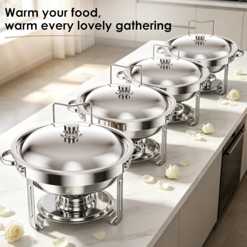 5Qt Chafing Dishes for Buffet with SS Lid 4 Pack (Silver) in Silver, alternate view 6
