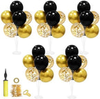 5Set Black and Gold Balloon Stand Centerpiece Table Decorations in 5 Count (Pack of 1) in Black Gold