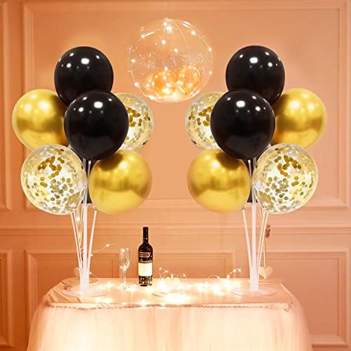 5Set Black and Gold Balloon Stand Centerpiece Table Decorations in 5 Count (Pack of 1) in Black Gold, alternate view 6