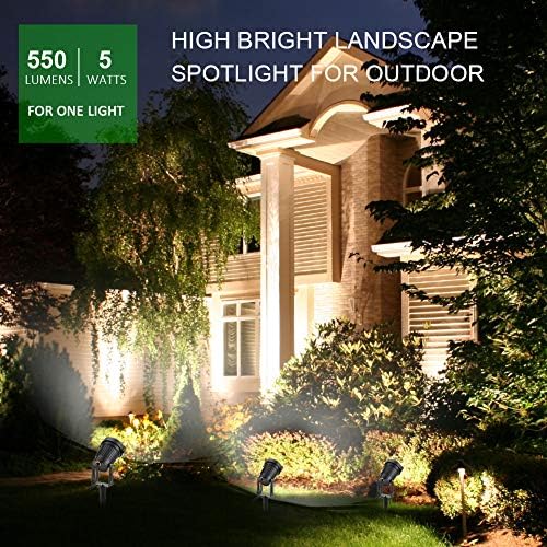 5W Landscape Lighting, 120V Plug-in Outdoor Spotlights, 6 Pack, alternate view 5
