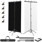 5x10ft 2in1 Black&White Photo Backdrop Stand Kit with T-Shape Stand in 5x10ft