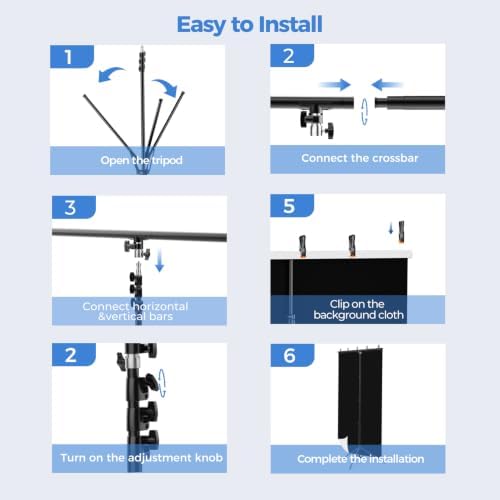 5x10ft 2in1 Black&White Photo Backdrop Stand Kit with T-Shape Stand in 5x10ft, alternate view 7