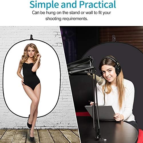 5x3.3ft (1.5mX1m) 2 in 1 Polyester Muslin Black White Backdrop in 4.92X3.28 ft in Black/White (5x3.3ft), alternate view 3