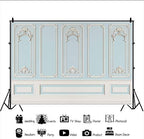 5x3ft Blue White Vintage Room Inside Backdrop European Frame Modern House French Castle Cementery Wall Retro, alternate view