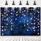 5x3ft Twinkle Twinkle Little Star Backdrops Navy Blue Galaxy Starry Night Gold Stars Photography Background for