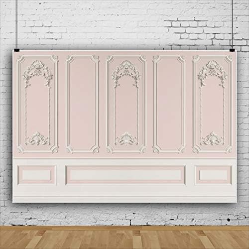 5x4ft Pink White Vintage Room Inside Backdrop European Frame Modern House French Castle Cementery Wall Retro, alternate view