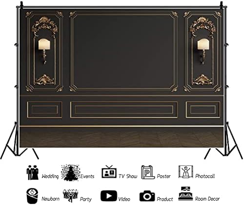 5x4ft Retro Room Inside Backdrop Vintage Lantern Nordic Style Black Wall Artistic Background Photography for, alternate view