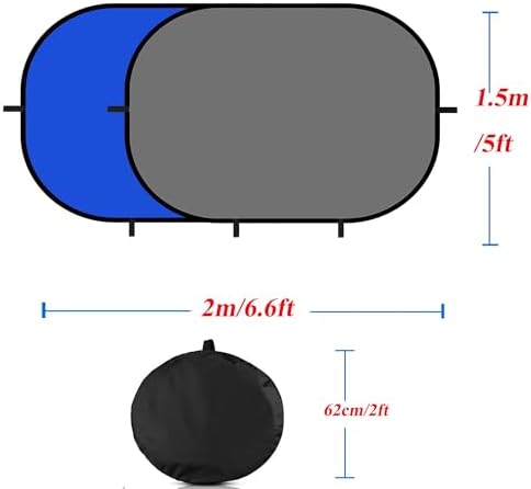 5x6.6ft/1.5×2m Chromakey Backdrop, 2-in-1 Blue Screen with Grey Screen, Collapsible Reversible Pop Up Background, alternate