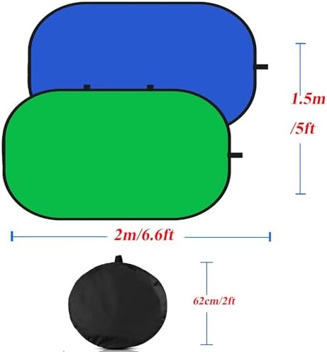 5x6.6ft/1.5×2m Chromakey Backdrop, 2-in-1 Green Screen and Blue Screen, Collapsible Pop Up Reversible Background, alternate