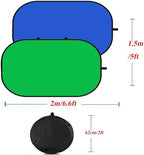 5x6.6ft/1.5×2m Chromakey Backdrop, 2-in-1 Green Screen and Blue Screen, Collapsible Pop Up Reversible Background, alternate