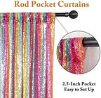 5x7 FT Rainbow Sequin Backdrop | Rod Pocket Hanging Photo Booth Background for Birthdays, Baby Showers, Weddings, alternate